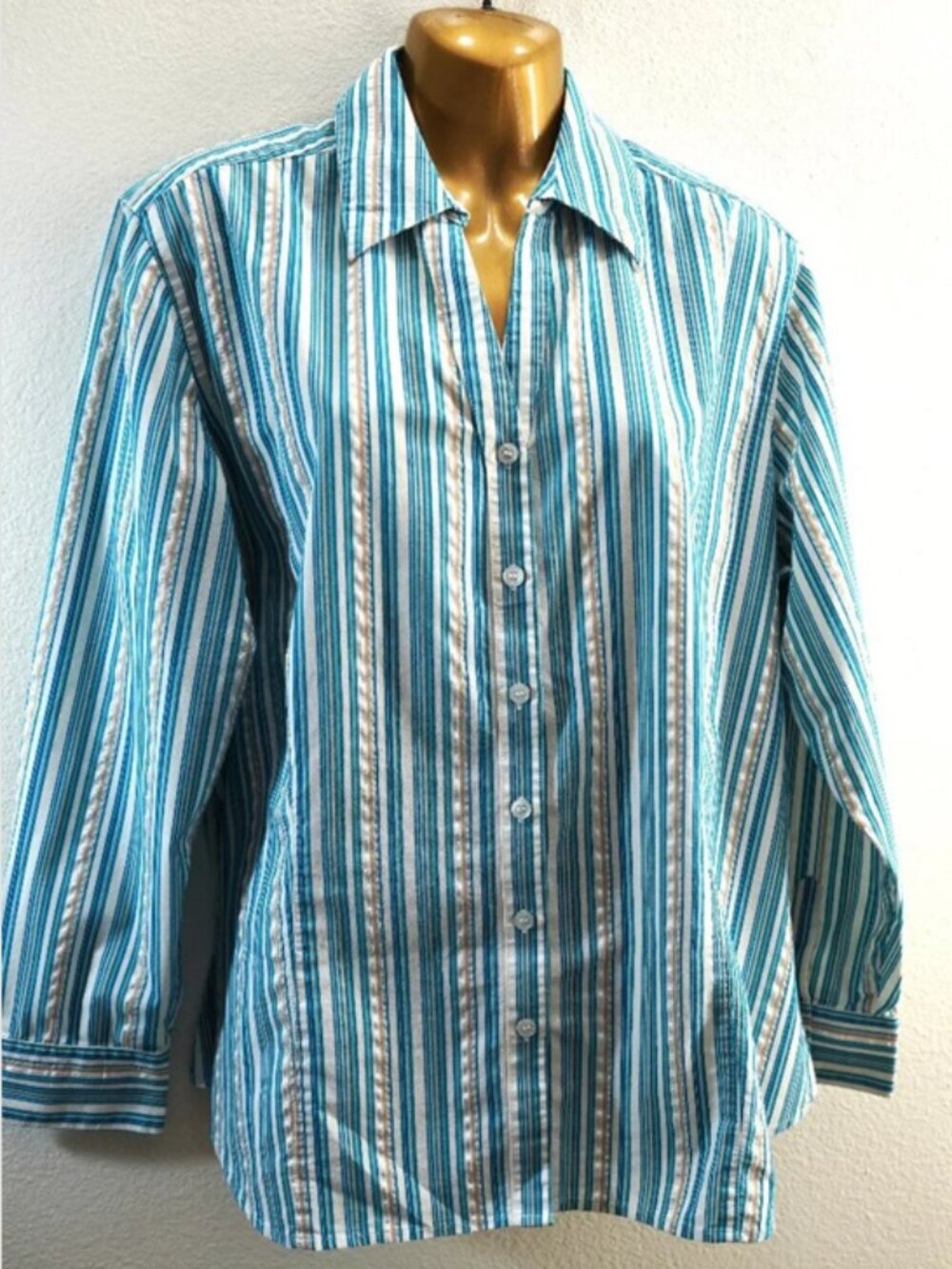 Chico's Striped V-Neck Blouse size 3